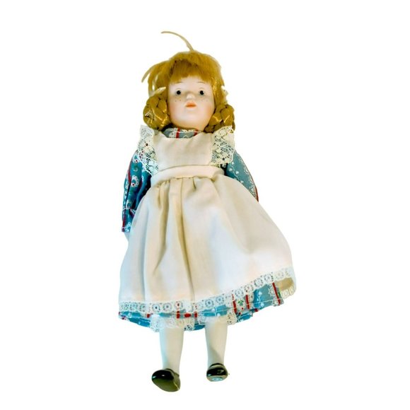 Vintage Pioneer Prairie Bisque Porcelain Doll Christmas Ornament Made in Taiwan - Picture 2 of 9